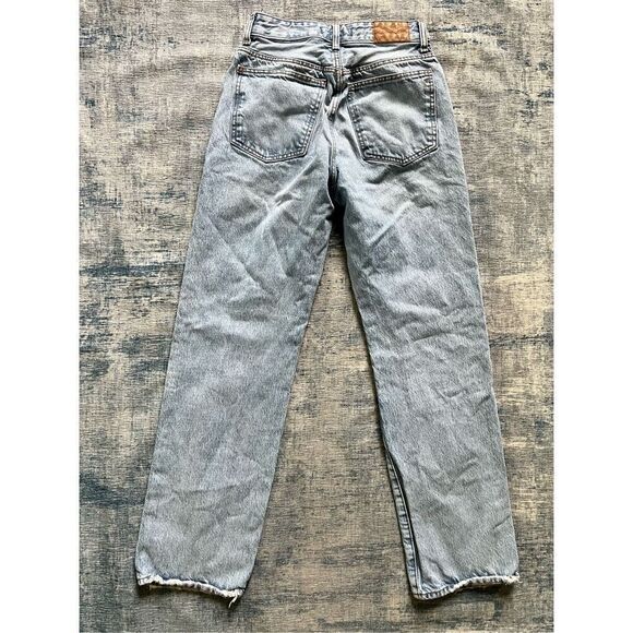 Madewell Light Wash Distressed Curvy 90's Straight Leg High Rise Jeans 25 - Picture 2 of 9